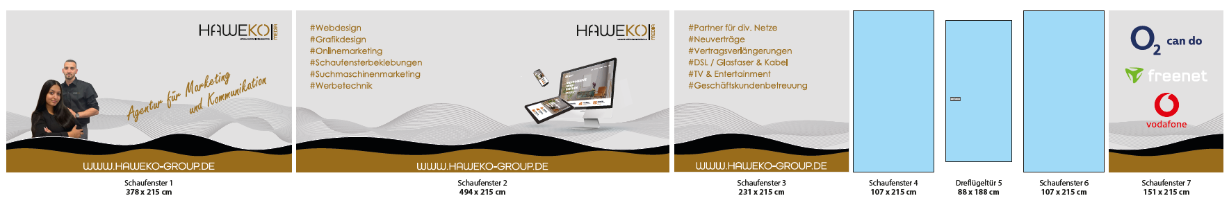 Schaufenstervisualisierung als Vorschau der HAWEKO-Group GmbH